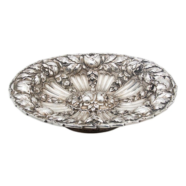 Oval Silver Fruit Bowl Centerpiece For Sale