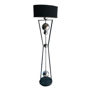Art Deco Style Chrome and Black Floor Lamp For Sale