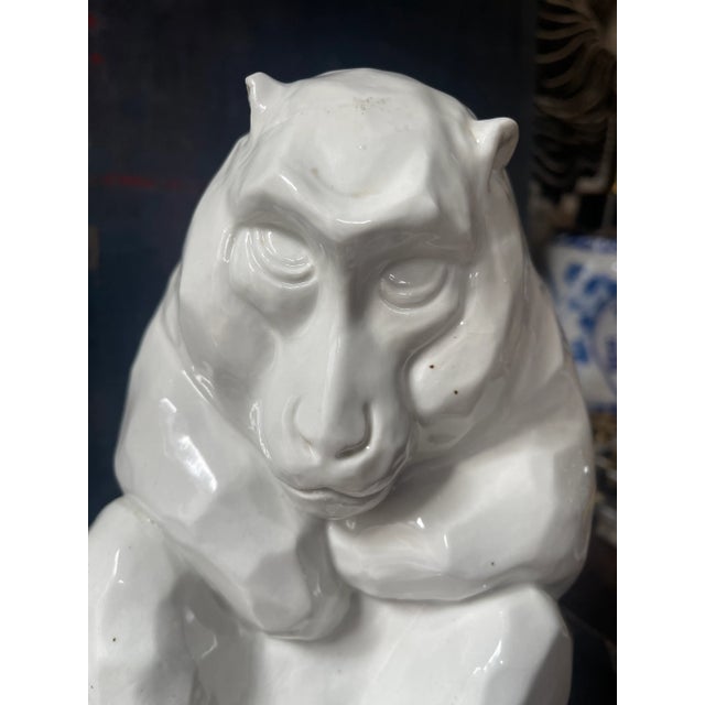 Mid 20th Century Japanese Kutani White Snow Monkey Sculpture For Sale In Chicago - Image 6 of 9
