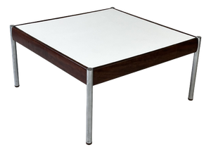 Scandinavian Coffee Table with Teak in Chrome and White Laminate, 1960s