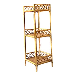Vintage Rattan Three-Tier Shelf For Sale