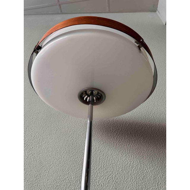 Wood Phase Eclipse S Dimmable Floor Lamp in Chrome & Wood by Luis Pérez De La Oliva for Fase, 1966 For Sale - Image 7 of 16