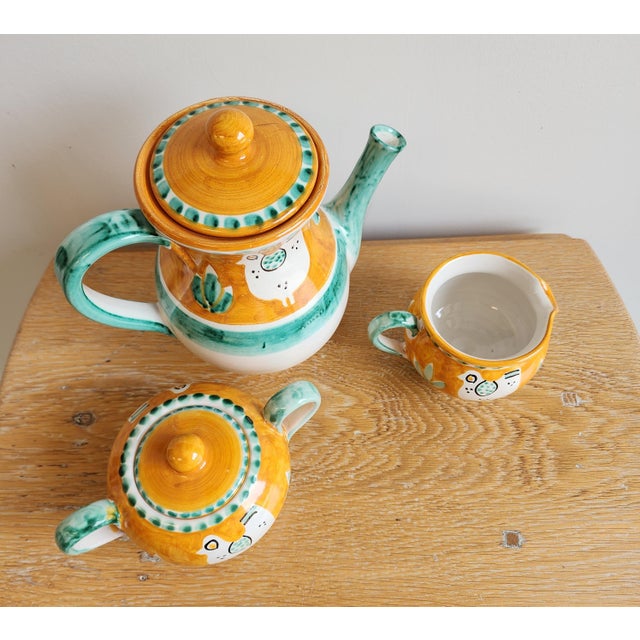 VIETRI Late 20th Century Solimene Vietri 'Decoro Campagna' Hand Painted Italian Coffee Set- 3 Pieces For Sale - Image 4 of 12