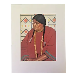 1935 Reiss Native American Indian Portrait, "Scalping Woman" in 11x14 Mat