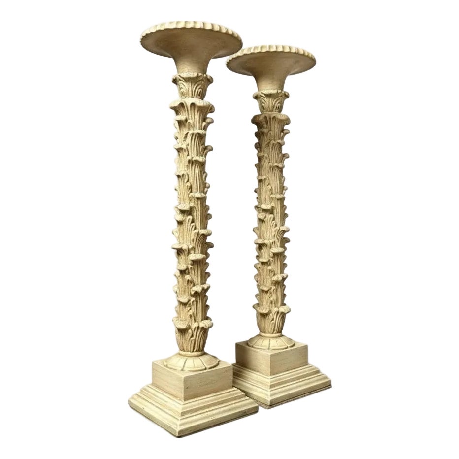 Mid-Century Italian Regency Serge Roche Inspired Carved Wood Pedestals ...