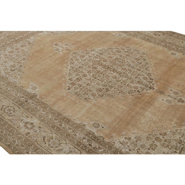 Antique Persian Tabriz Rug in Brown, With Open Field, From Rug & Kilim For Sale In New York - Image 6 of 7