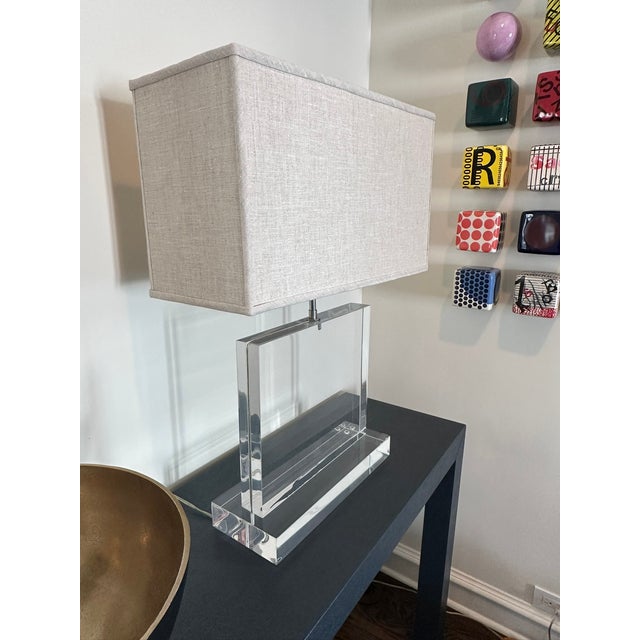 Modern, Contemporary and Transitional, this iconic Crystal Slab Table lamp from Lightology , Chicago holds two 60W "A"...