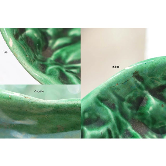 1900s Large Earthenware Bordallo Pinheiro Cabbage Centerpiece, Portuguese For Sale - Image 10 of 12