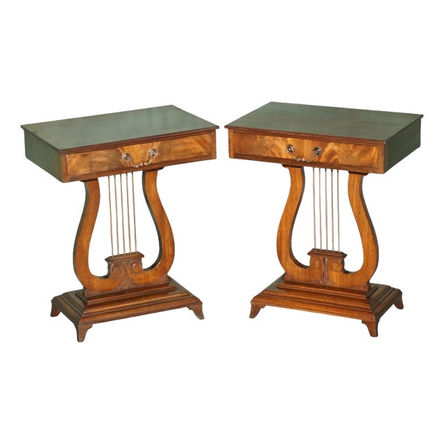 Regency Style Hardwood Kyre Form Side Tables, Set of 2 For Sale