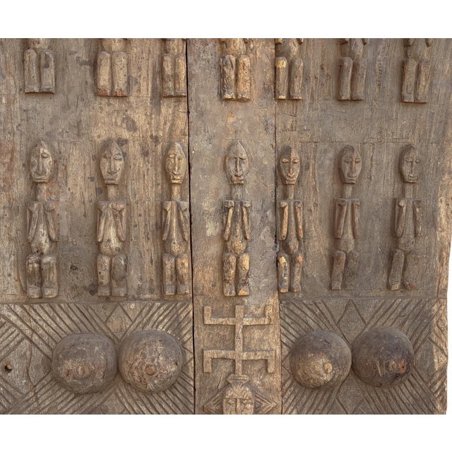 Rare Old Granary Dogon Door W/Nomoo Ancestors Mali African 68"h For Sale - Image 4 of 9