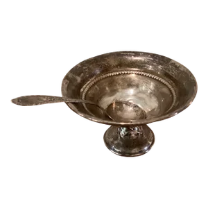 Antiques Sterling Filled Reinforced Pedestal Compote/Bowl & Spoon
