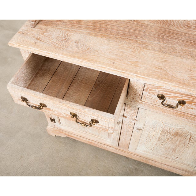 Tan Late 20th Century Country English Cerused Limed Oak Welsh Cupboard Dresser For Sale - Image 8 of 18