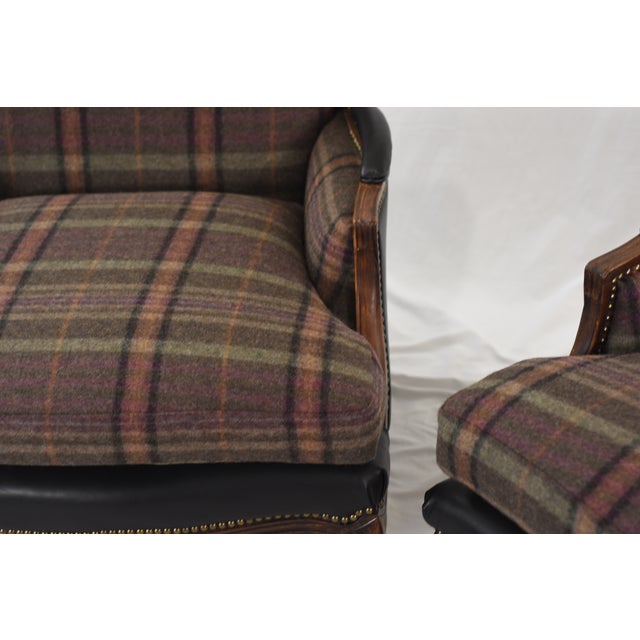 2020s Ralph Lauren Wool and Leather on Vintage Accent Chairs Set For Sale - Image 5 of 15