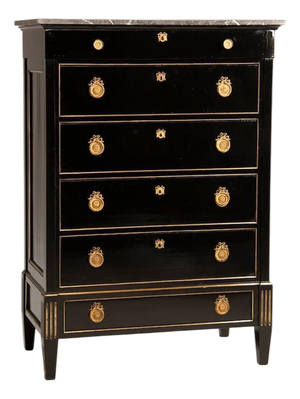 French Napoleon III Weekly Chest in Black Ebonized Wood, 1890