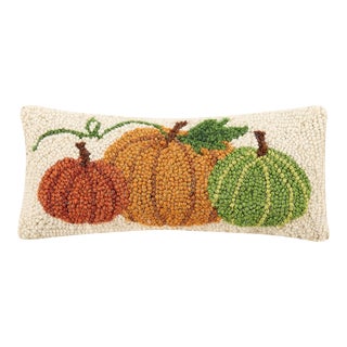 Pumpkins Hook Pillow 12" x 5" For Sale