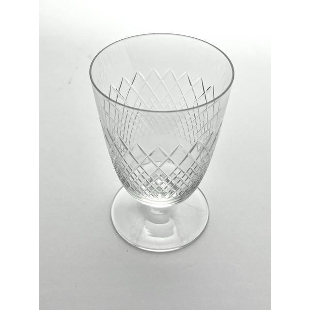 1950s 1950s Vintage Mid-Century 8 Footed Juice Glasses, Criss-Cross X Fishnet Cuts For Sale - Image 5 of 7