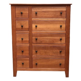 Vintage Amish Solid Cherry Tall Chest of Drawers c.1980 For Sale