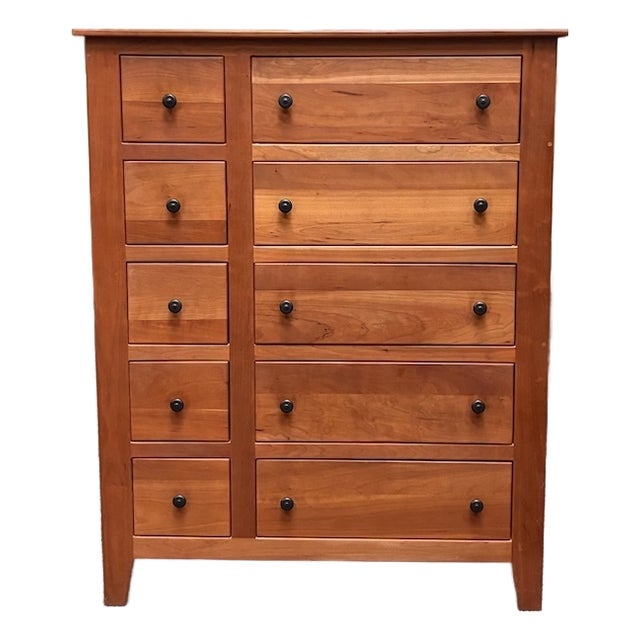 Vintage Amish Solid Cherry Tall Chest of Drawers c.1980 For Sale
