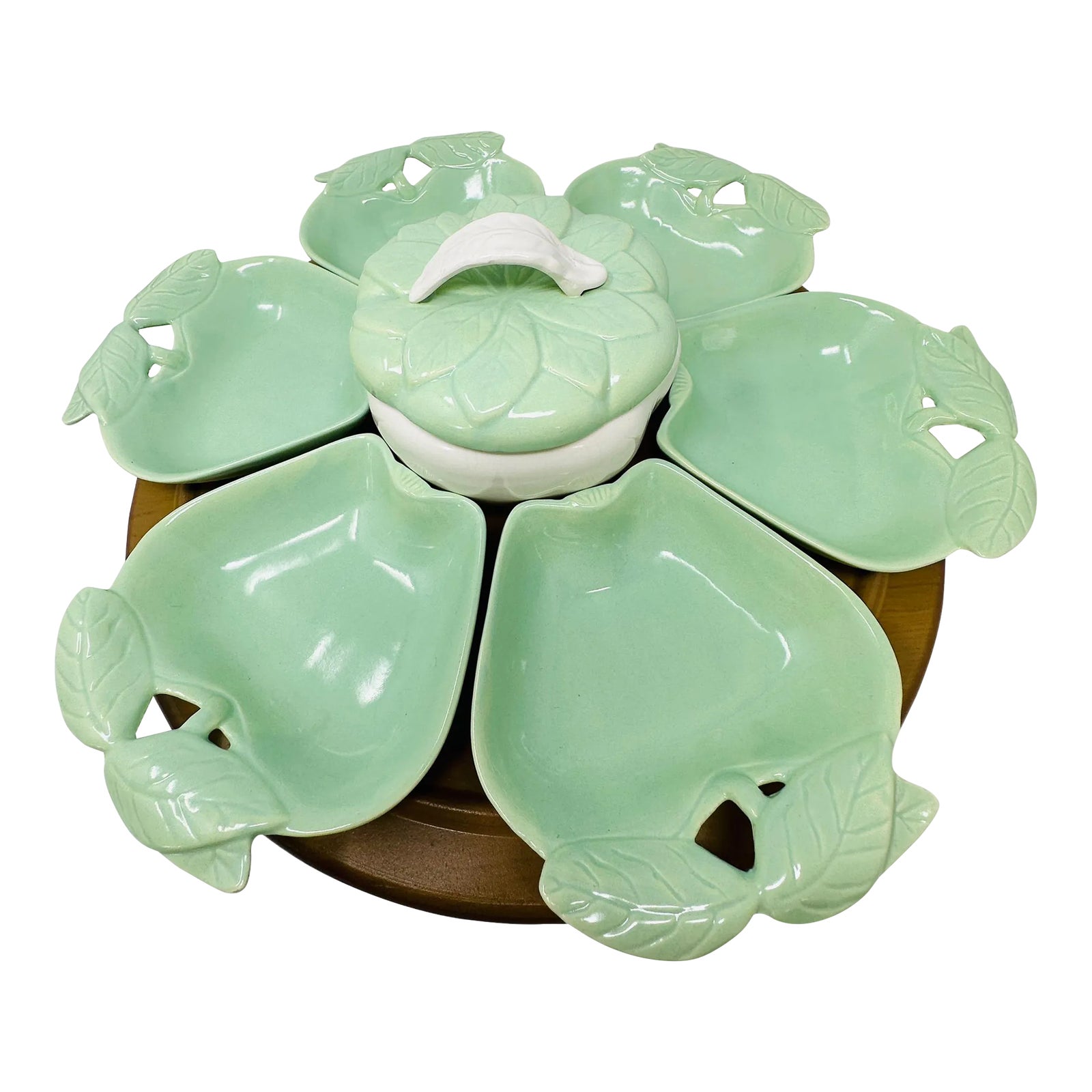 最終価格　貴重ヴィンテージ　米Susan paley 可愛い♪陶器クッキージャー 1960's Hoenig of California Ceramic Apple Serving Set With Lazy