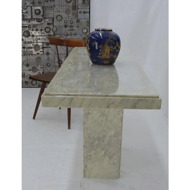 Rectangle White Marble Top Pedestal Base Console Sofa Table For Sale - Image 9 of 11