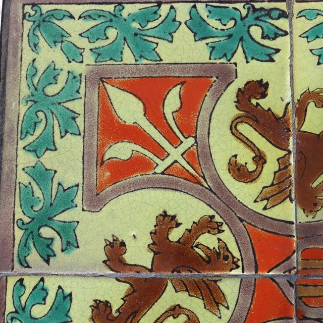 Arts & Crafts Wrought Iron & California Tile Top Side Table With Griffins C1910 For Sale - Image 10 of 12