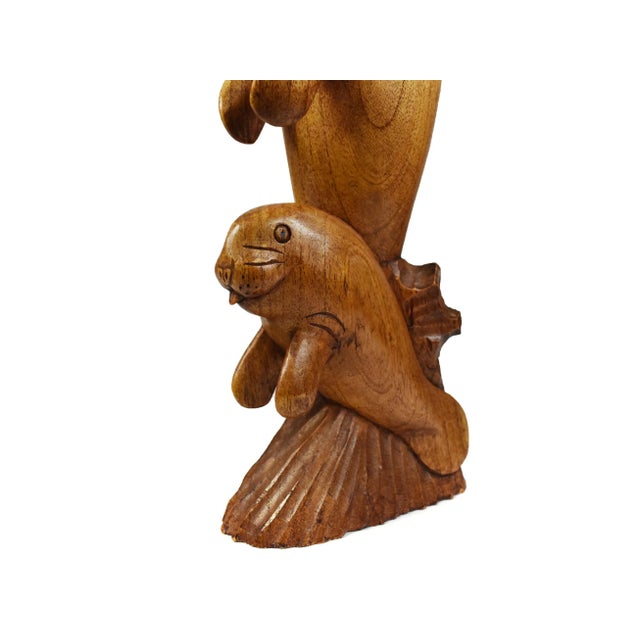 Late 20th Century Hand Carved Wooden Sealion Seal Sea Animal Figurine For Sale - Image 5 of 7