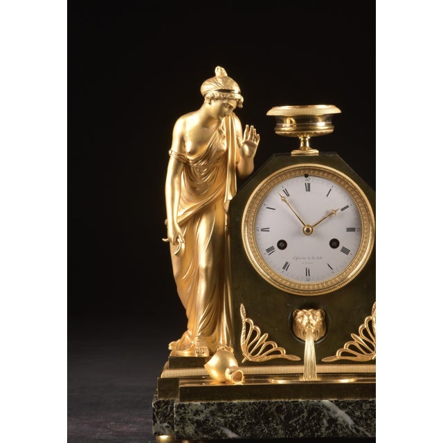 Metal 1800s Lefevre French Empire Ormolu Venus Clock Marble For Sale - Image 7 of 17