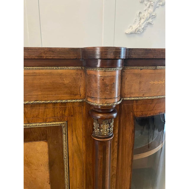 Wood Antique Victorian Burr Walnut Inlaid Credenza, 1860s For Sale - Image 7 of 16