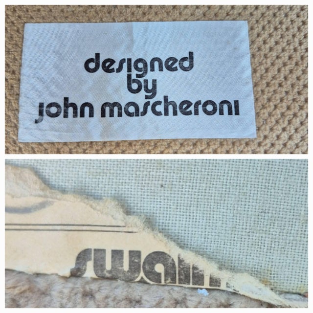 Pair of 1980s John Mascheroni for Swaim Postmodern Curved Back Playpen Style Love Seats For Sale - Image 11 of 16