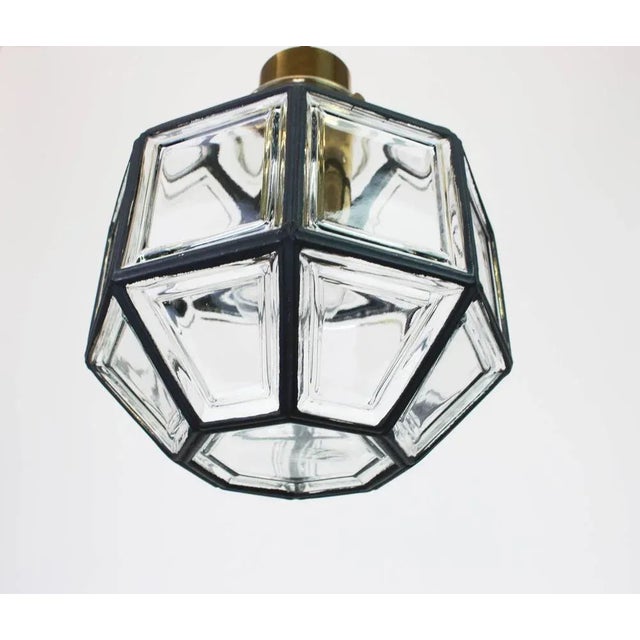 Iron and Clear Glass Pendant Lights from Limburg, Germany, 1960s For Sale - Image 3 of 6