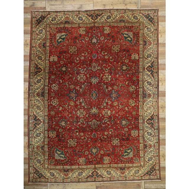 Vintage Persian Tabriz Rug - 10'10 X 14'05 For Sale In Dallas - Image 6 of 7