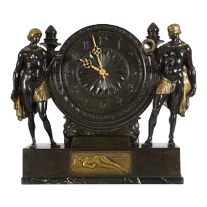 Austrian Art Deco Bronze Sculpture Mantel Clock by Anton Grath Circa 1925