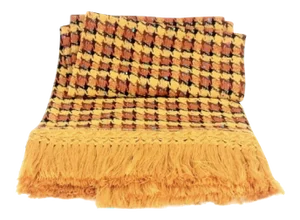 Vintage Plaid Handwoven Wool and Alpaca Throw Blanket