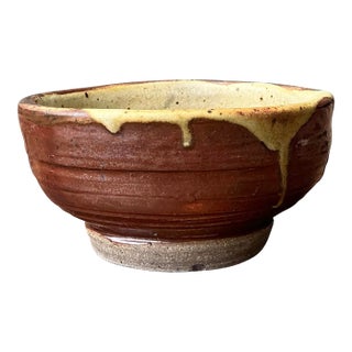 Vintage Original Studio Pottery Drip Glaze Bowl For Sale
