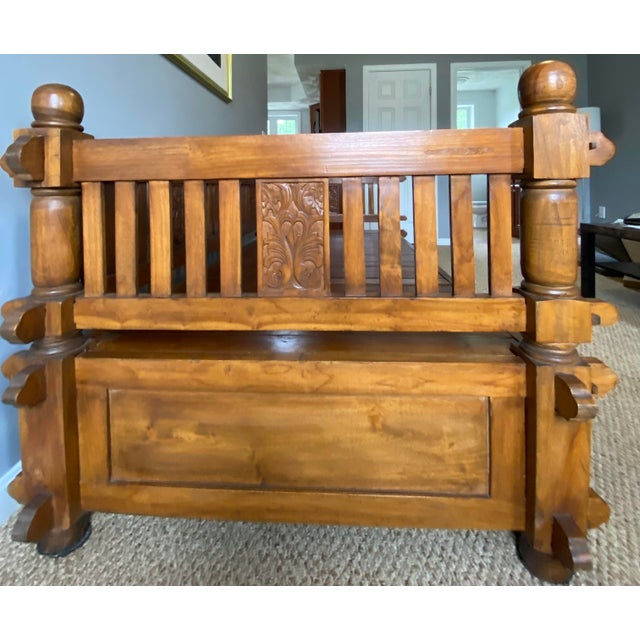 excellent vintage condition jati wood Javanese Indonesian style bench, unaltered original condition, strong & sturdy. very...