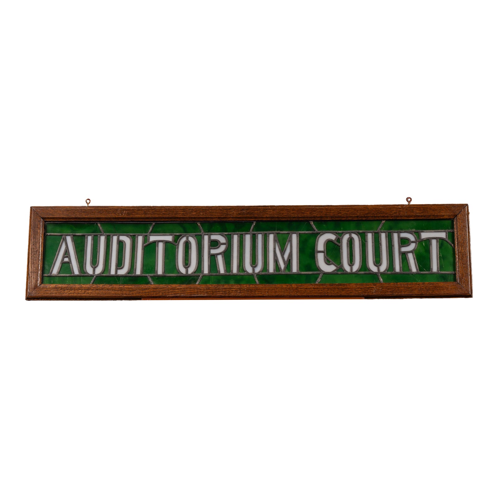Antique “Auditorium Court” Stained Glass Transom Sign | Chairish