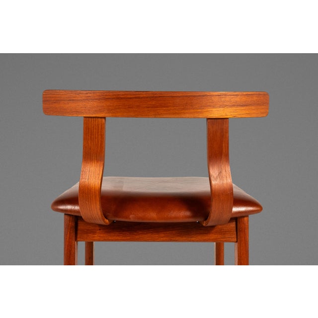 Rare Mid-Century Danish Modern Barstool in Teak & Leather by Knud Bent for Korup Stolefabrik, Denmark, C. 1960s For Sale - Image 10 of 18