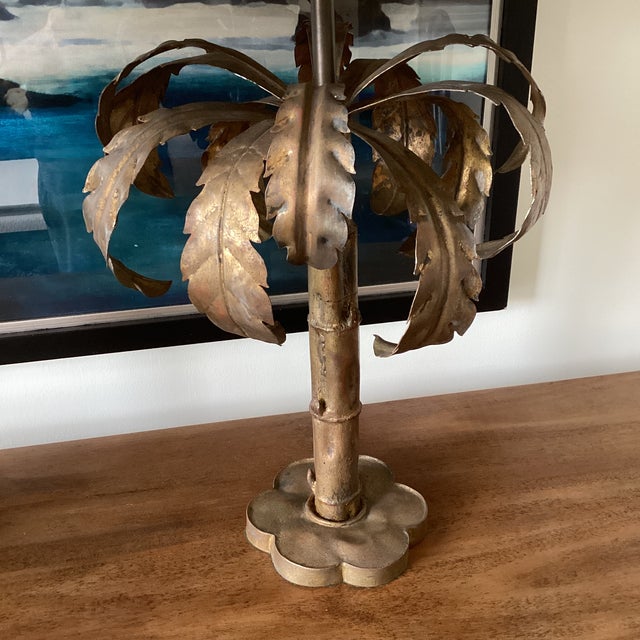 Art Deco 1970s Niermann Weeks Attributed Gilt Palm Tree Lamps – Fully Restored - a Pair For Sale - Image 3 of 8