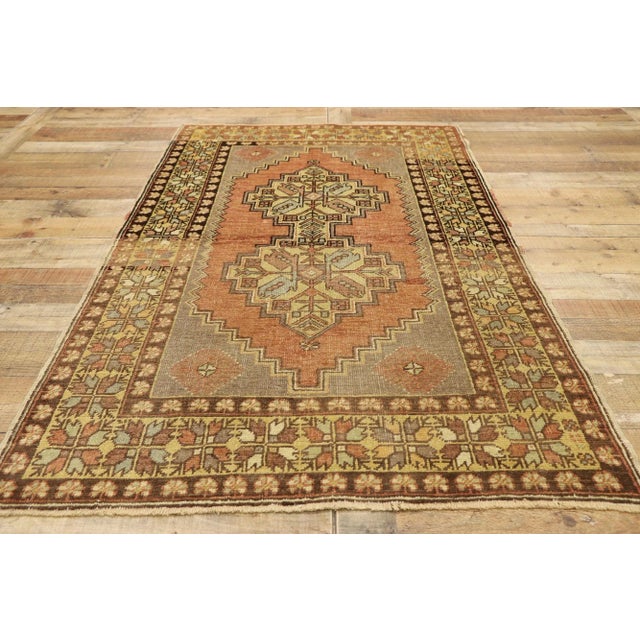 Tan 20th Century Turkish Oushak Accent Rug - 3′7″ × 6′3″ For Sale - Image 8 of 9