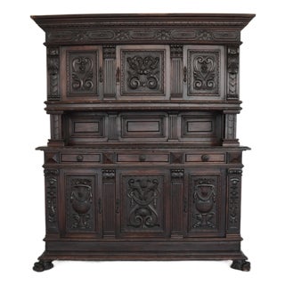 Antique Italian Renaissance Revival Walnut Buffet For Sale