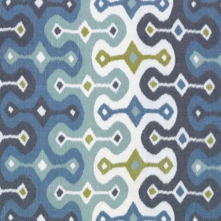 Schumacher Darya Ikat Fabric in Sky For Sale