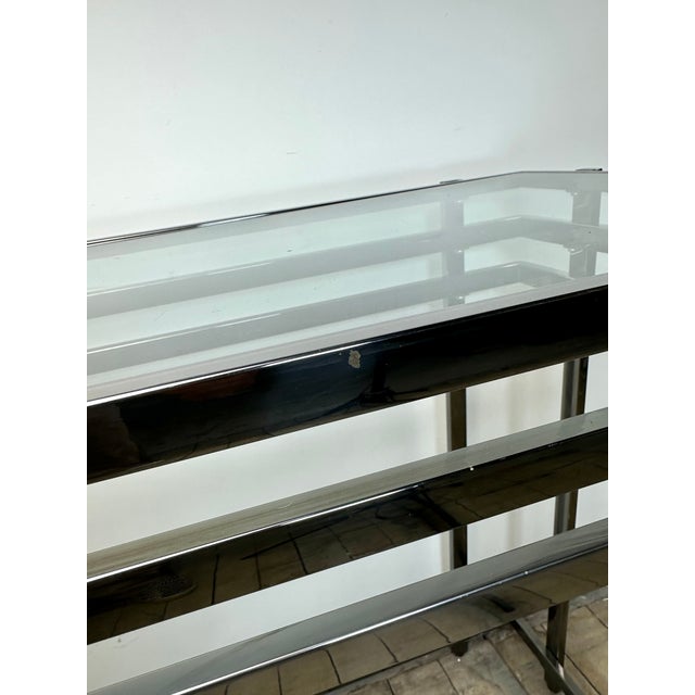 Smoked Silver Metal Console Table, 2000s For Sale - Image 4 of 12