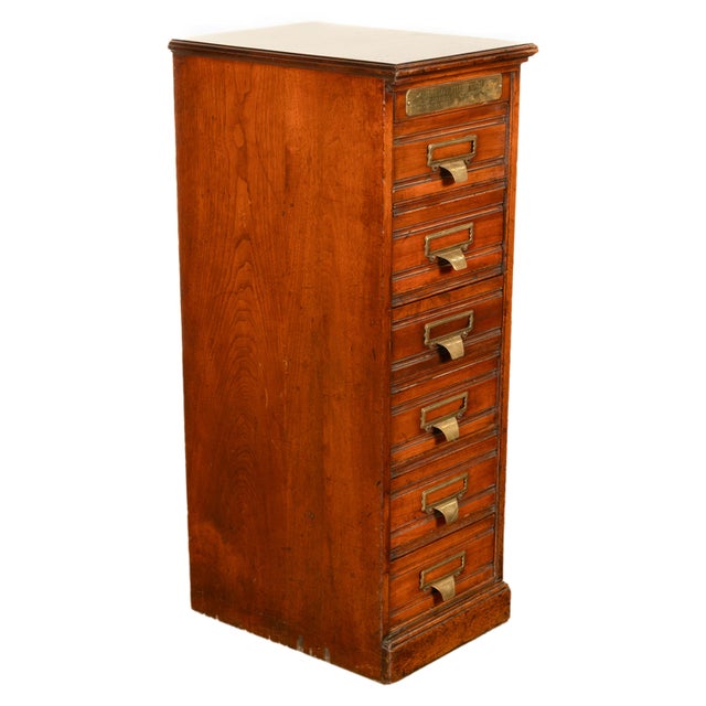 Antique Edwardian Walnut Six Drawer Shannon Filing Cabinet Co New York 1910 For Sale - Image 10 of 15