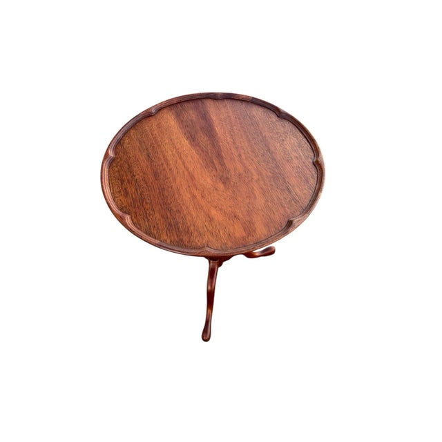1970s 1970s Walnut Pie Crust Side Table Georgian Style Tripod Pedestal For Sale - Image 5 of 18