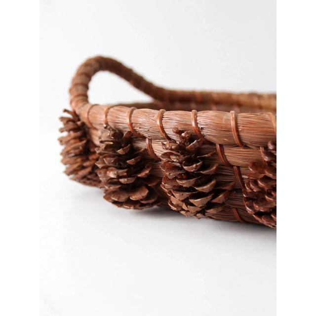 Vintage Folk Art Pine Needle Basket For Sale - Image 6 of 11