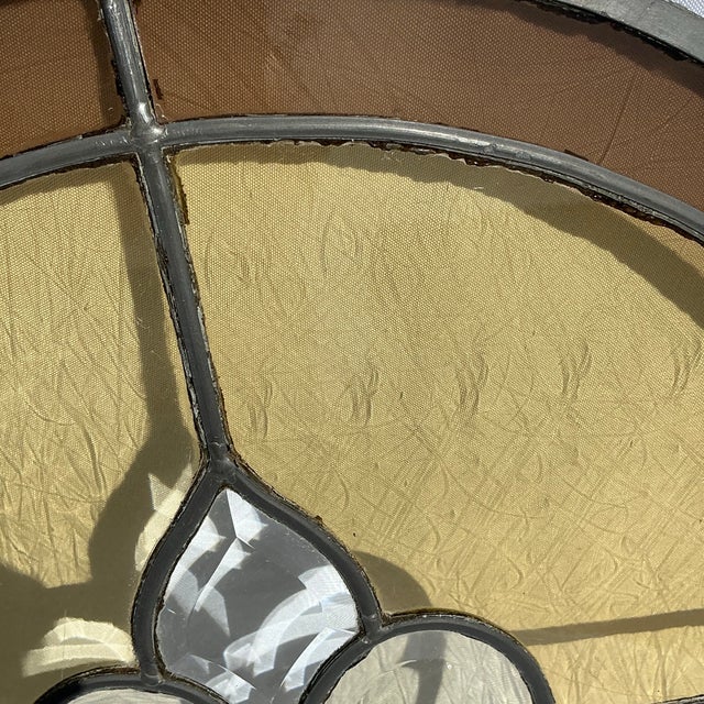 Traditional Large Vintage Round Stained Glass and Beveled Glass Round Panel For Sale - Image 3 of 11
