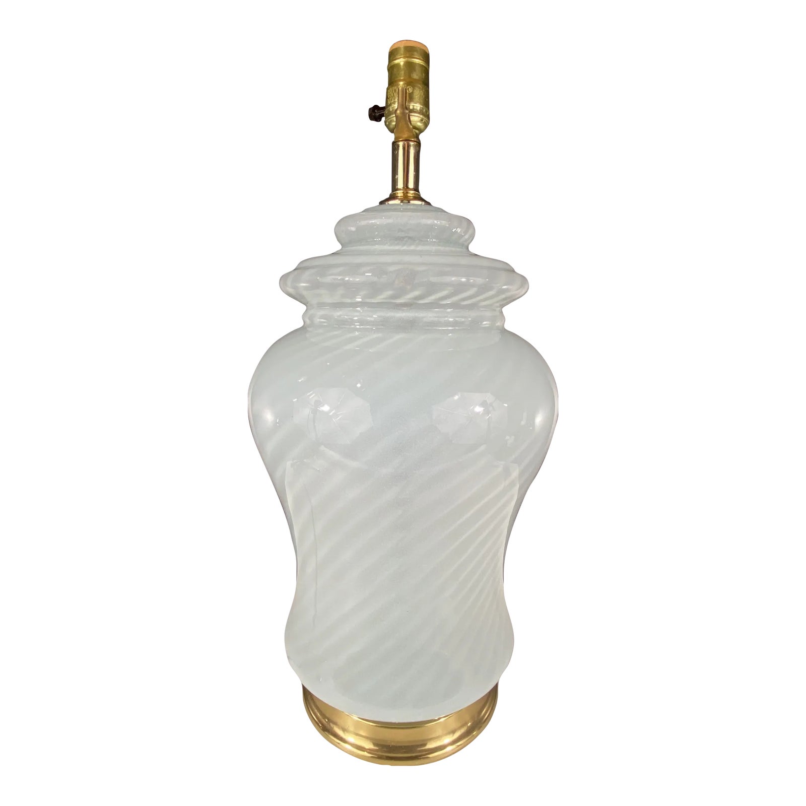 1980s Swirled Blue Glass Ginger Jar Lamp Chairish