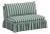 Spritely Home Capra Ruffle Settee in Canopy Stripe Tonal Teal For Sale