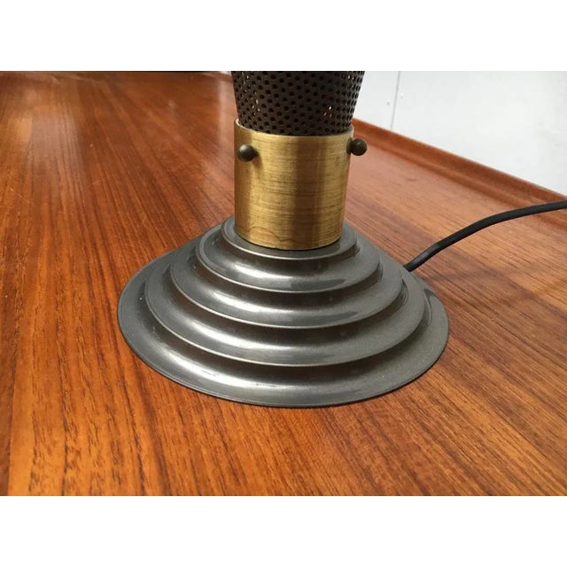 Vintage Postmodern Table Lamp in Perforated Metal For Sale - Image 9 of 18