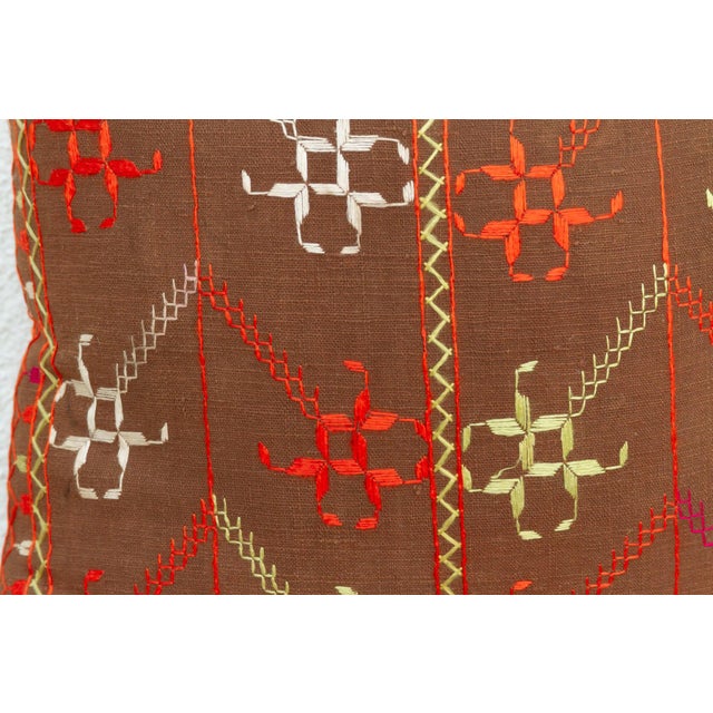 Patiala Wonder, Antique Phulkari Pillow Cover For Sale - Image 4 of 6